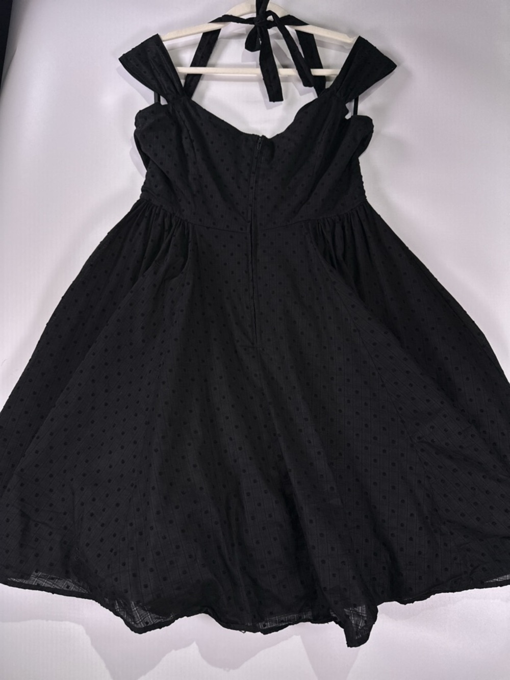 Hell Bunny Vixen Eveline Swing Dress Halter Cap Sleeve Swiss Dot Black XL - Picture 3 of 11